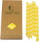 Yellow And White Paper Straws, Pack of 100 Disposable Yellow Striped Cockatil Drinking Straw for Cake Pop Sticks, Anniversary, Birthday Party Supplies